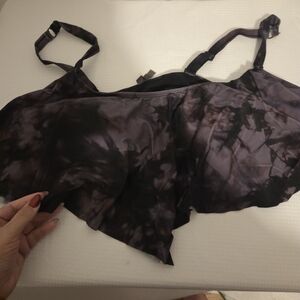 Elegant Black Tie-Dye Swim Bra